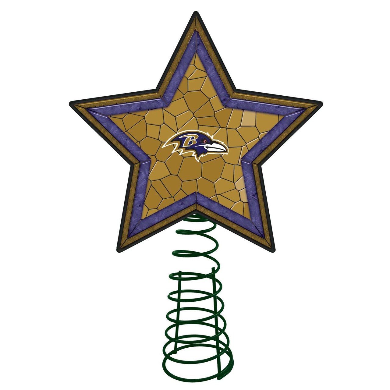 The Memory Company 10" Lighted Gold and Blue Star NFL Baltimore Ravens Mosaic Christmas Tree Topper
